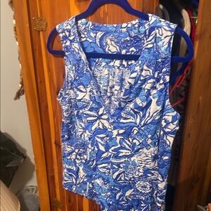 Lilly Pulitzer Blue Floral Cotton Tank